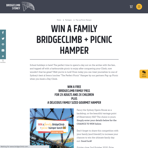 Win a Family BridgeClimb & Picnic Hamper