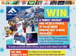 Win a Family Holiday for up to 4 people at Falls Creek
