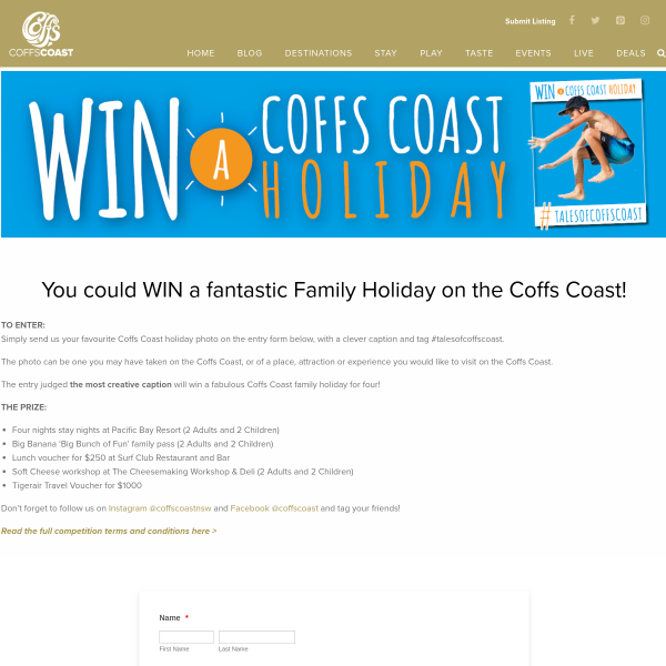 Win a Family Holiday on the Coffs Coast!