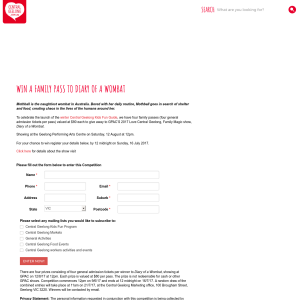 Win a family pass to Diary of a wombat