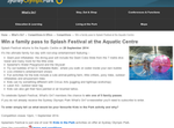Win a family pass to Splash Festival at the Aquatic Centre