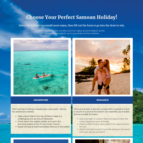 Win a family trip to Samoa!