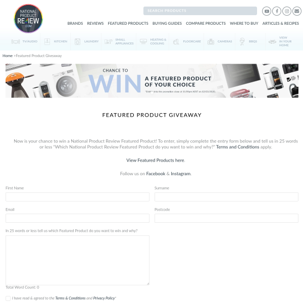 Win a Featured Product of Choice