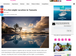Win a five-night vacation in Vanuatu