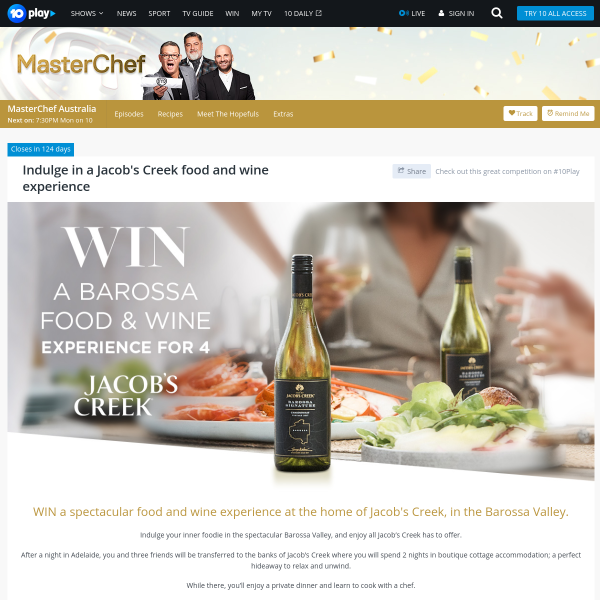 Win a food & wine experience for 4 in the Barossa Valley!