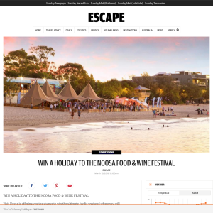 Win a Foodie Weekend at the Noosa Food and Wine Festival for 2