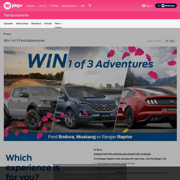 Win a Ford Experience Worth $10,000