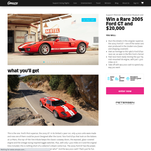 Win a Ford GT US and US Cash
