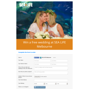 Win a free wedding at SEA LIFE Melbourne