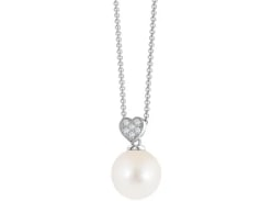 Win a Freshwater Cultured Pearl Heart Drop Pendant with Diamond in Silver