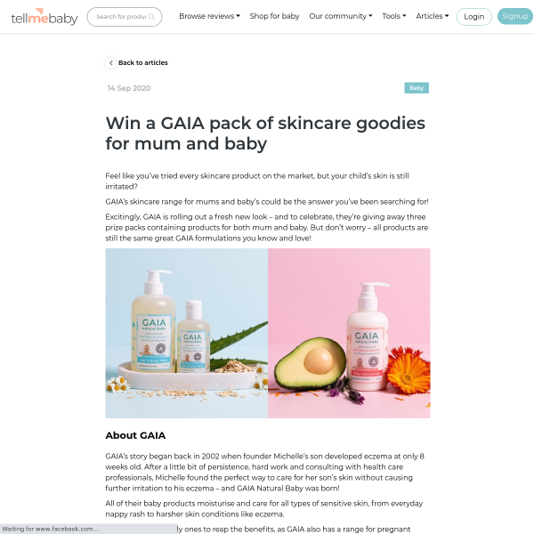 Win a GAIA Gift Pack with Tell Me Baby