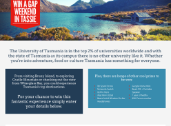 Win a Gap Weekend in Tassie