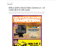Win a GoPro Hero5 Video Camera (valued at $548) or 1 of 3 $50 JB Hi Fi Gift Cards
