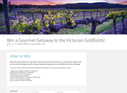Win a gourmet getaway to Victorian Goldfields