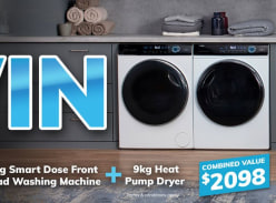 Win a Haier 8kg Smart Dose Front Load Washer and 9kg Heat Pump Dryer