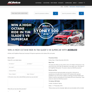 Win a high octane ride in Tim Slade's V8 Supercar!