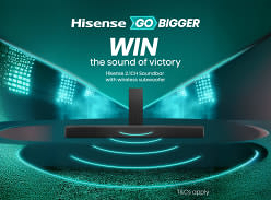 Win a Hisense 2.1CH Soundbar with Wireless Subwoofer