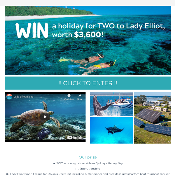 Win a holiday for 2 to Lady Elliot Island!
