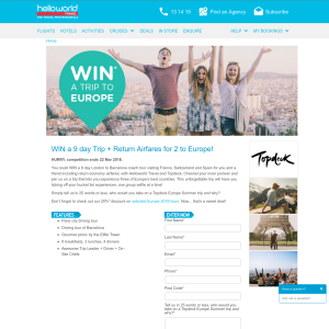 Win a Holiday in Europe for 2