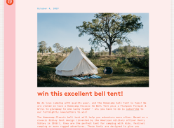 Win a Homecamp Classic 4m Bell Tent Plus a Flatpack Firepit & Grill