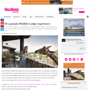 Win a Jamala Wildlife Lodge experience