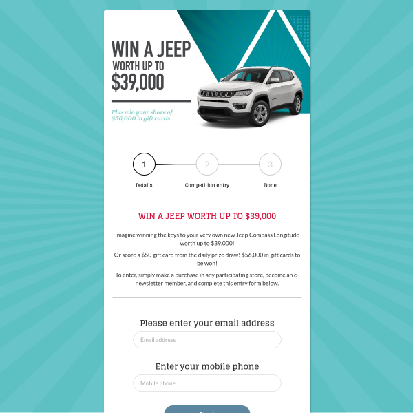 Win a Jeep Car & Lots More