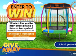 Win a Kahuna 8 Ft Trampoline with Rainbow Safety Pad