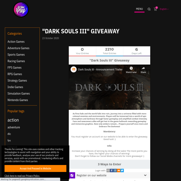 Win a Key of Dark Souls III