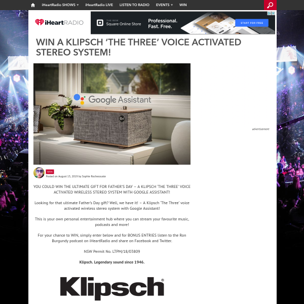 Win a Klipsch ‘The Three’ Wireless Stereo System