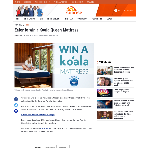 Win a Koala Queen Mattress