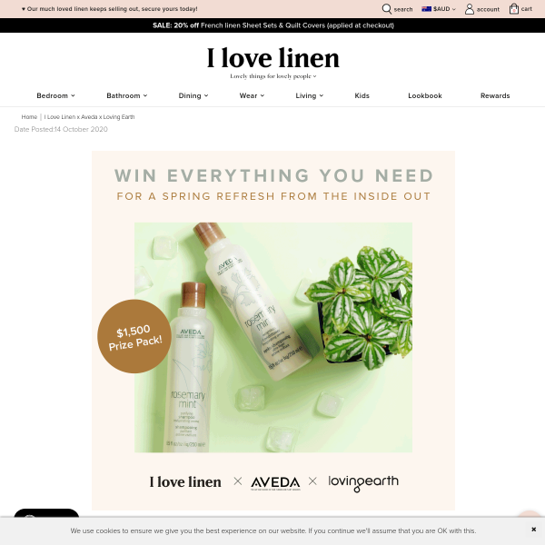 Win a Linen/Haircare/Plant-Based Food Prize Pack