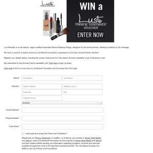 Win a Lust Mineral Cosmetics Voucher