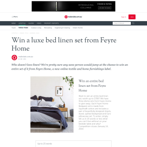Win a luxe bed linen set from Feyre Home