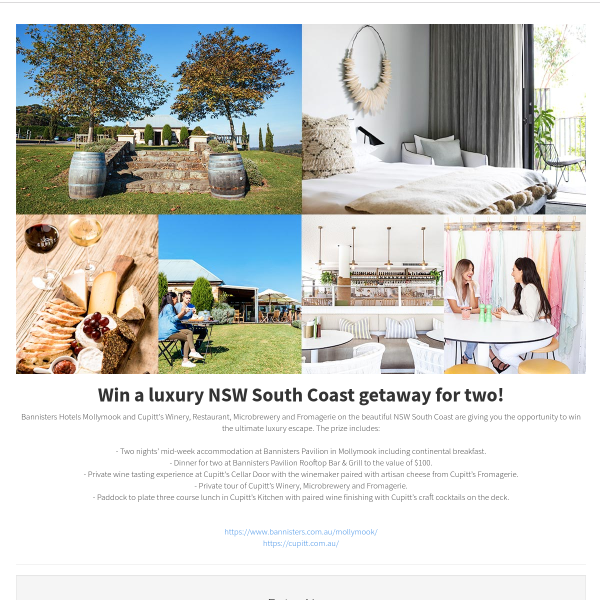 Win a Luxury NSW Coastal Getaway