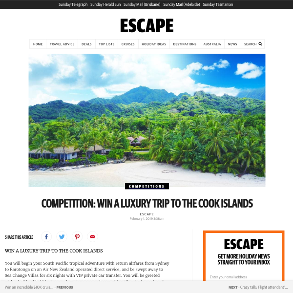 Win a Luxury Trip to The Cook Islands