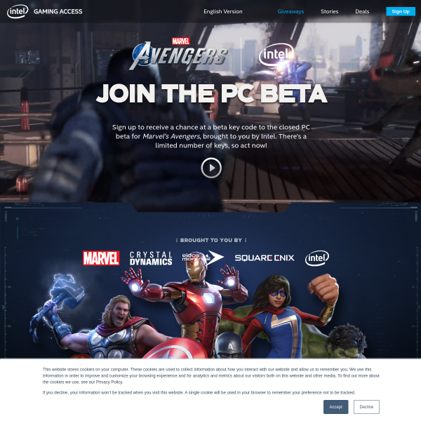 Win a Marvel Avengers (2020) PC Beta Key