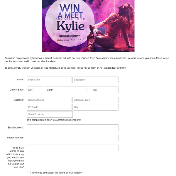 Win a meet & greet with Kylie Minogue