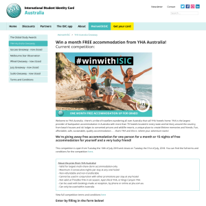 Win a month Free accommodation from YHA Australia