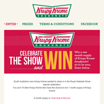 Win a month's supply of Krispy Kreme doughnuts!