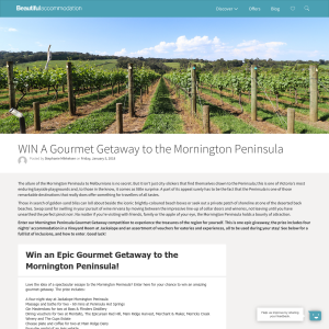 Win a Mornington Peninsula Gourmet Getaway