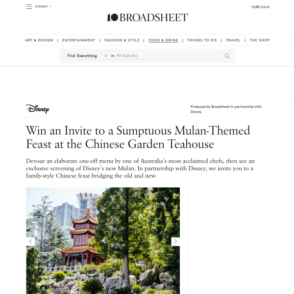 Win a Mulan-Themed Feast for Four People at The Chinese Garden Teahouse