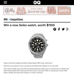 Win a new Seiko watch, worth $1,100!