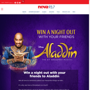 Win a night out with your friends to Aladdin