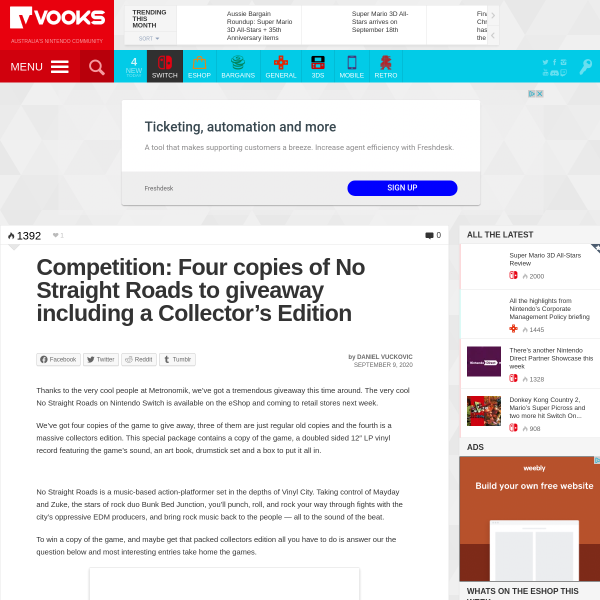 Win a No Straight Roads (Switch) Collector’s Edition or 1 of 3 Regular Editions