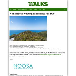 Win a Noosa Walking Experience For Two