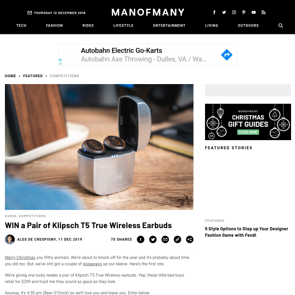 Win a Pair of Klipsch Wireless Earbuds