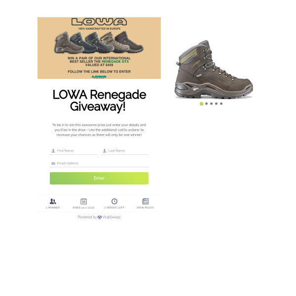 Win a Pair of Lowa Renegade GTX Boots