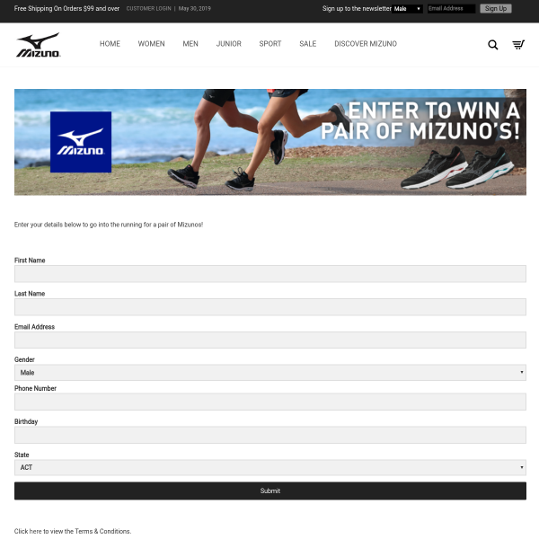 Win a Pair of Mizuno Shoes Valued up to $200