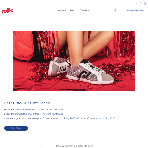 Win a pair of women’s online only Glitter Rollie Sneakers