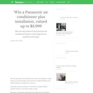 Win a Panasonic air conditioner plus installation